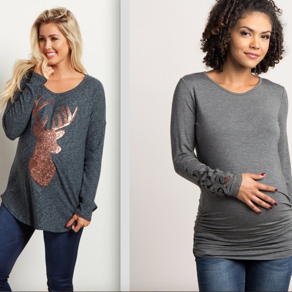 Pinkblush Tops - 2 Pinkblush Knit Maternity Tunic Tops - Medium